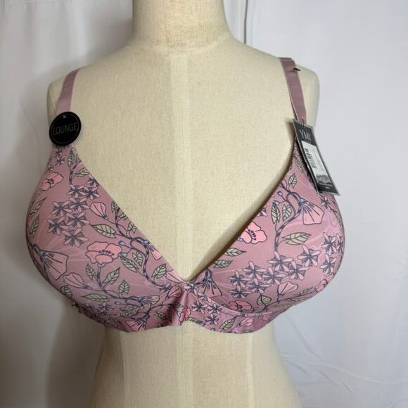 YMI Intimates 44D Pink Floral Wireless Lounge Bra Plus Size NWT - Picture 2 of 8
